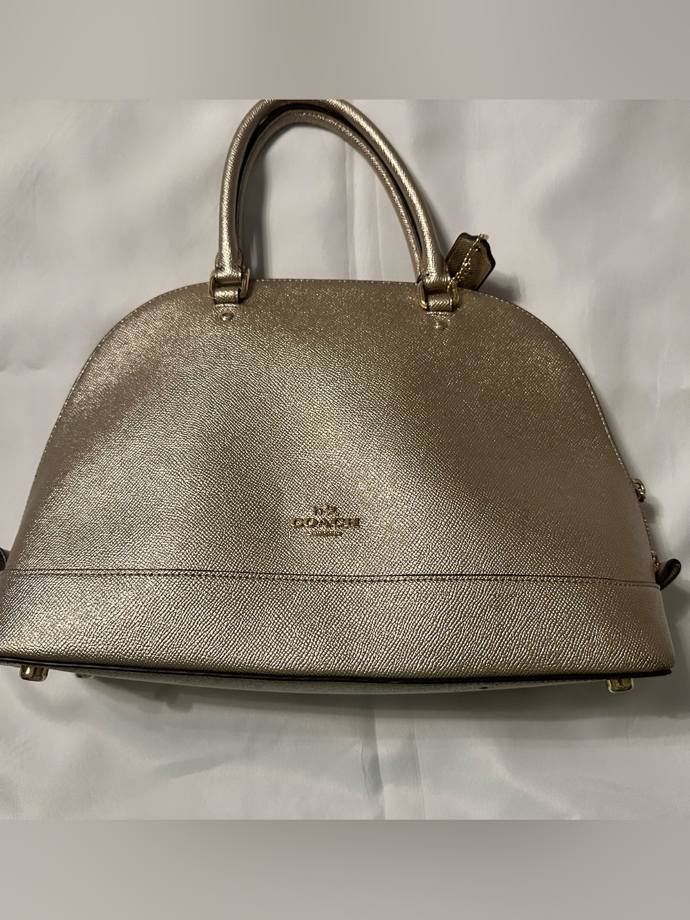 Coach Metallic Dome Satchel Handbag - Champagne Gold